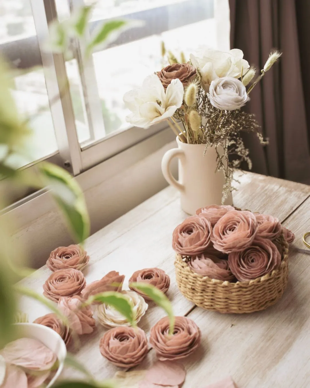 Flores de tela sin tabilla